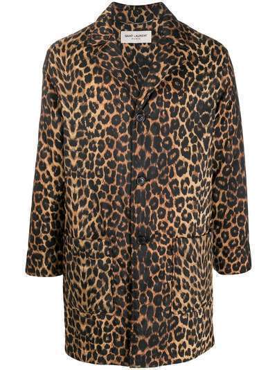 Saint Laurent пальто с леопардовым принтом