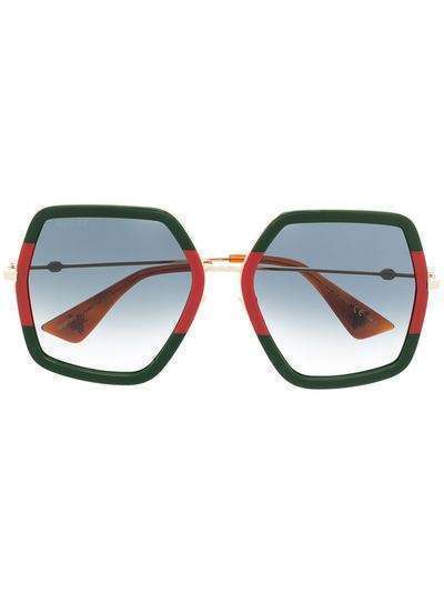 Gucci Eyewear солнцезащитные очки в массивной шестиугольной оправе