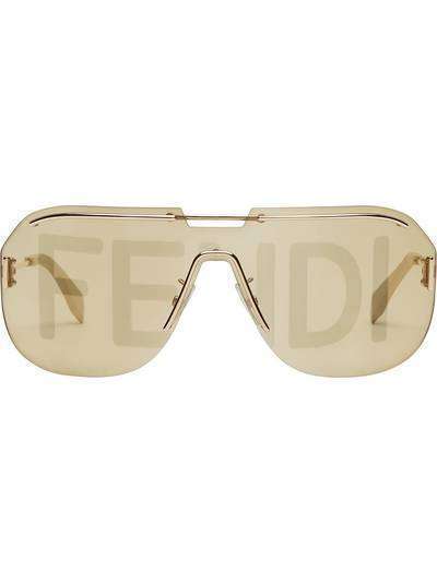 Fendi солнцезащитные очки-маска с логотипом