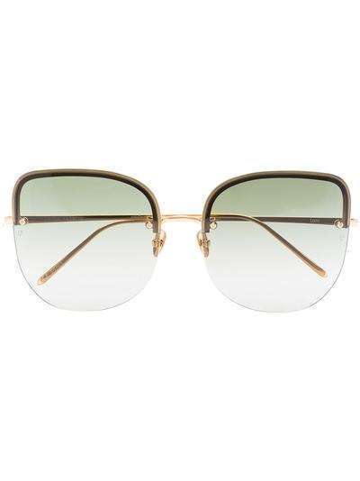 Linda Farrow позолоченные солнцезащитные очки Loni