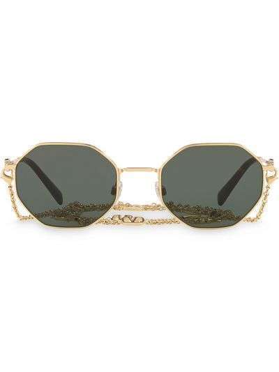 Valentino Eyewear солнцезащитные очки в геометричной оправе с цепочкой