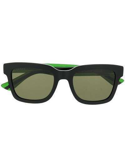 Gucci Eyewear солнцезащитные очки в прямоугольной оправе в отделкой Web
