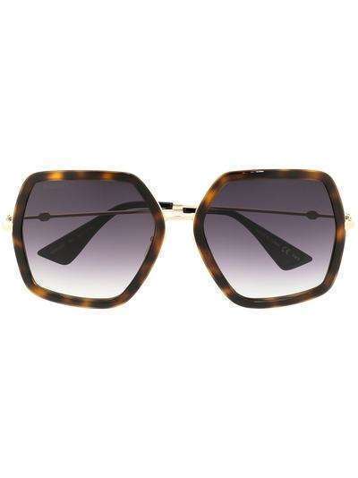 Gucci Eyewear солнцезащитные очки в массивной оправе с градиентными линзами