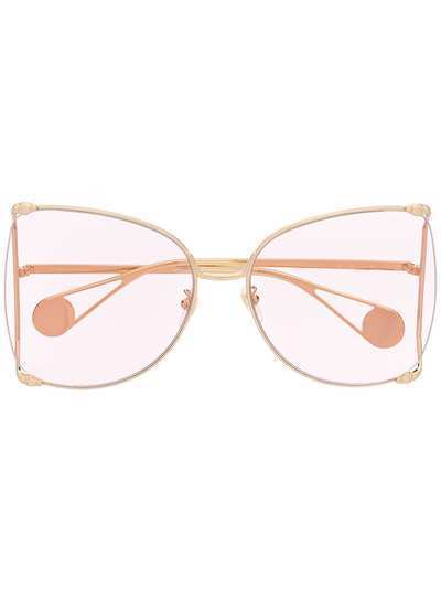 Gucci Eyewear массивные солнцезащитные очки с искусственным жемчугом
