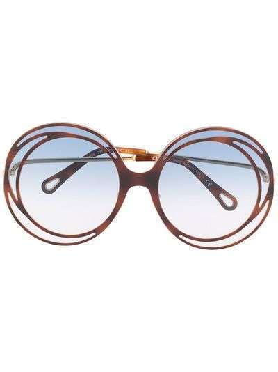 Chloé Eyewear солнцезащитные очки Carlina в массивной круглой оправе