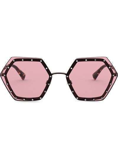 Valentino Eyewear солнцезащитные очки в шестиугольной оправе с кристаллами
