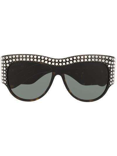 Gucci Eyewear солнцезащитные очки Interlocking G с кристаллами