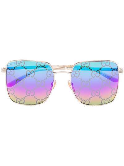 Gucci Eyewear солнцезащитные очки в квадратной оправе с монограммой GG
