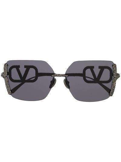 Valentino Eyewear солнцезащитные очки в квадратной оправе с кристаллами