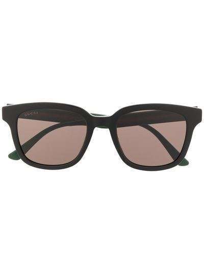 Gucci Eyewear солнцезащитные очки в прямоугольной оправе с отделкой Web