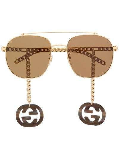 Gucci Eyewear солнцезащитные очки-авиаторы с подвесками