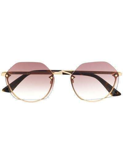 Alexander McQueen Eyewear солнцезащитные очки в шестиугольной оправе