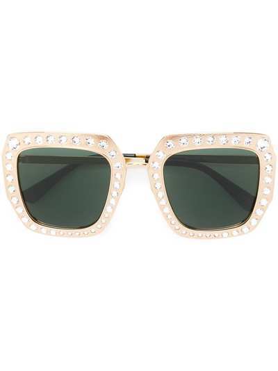 Gucci Eyewear массивные солнцезащитные очки с кристаллами