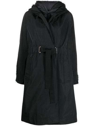 Moncler пальто с капюшоном и поясом