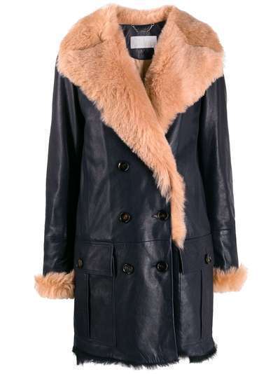 Chloé однобортное пальто с меховой подкладкой