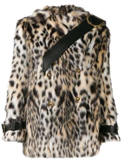 Versace двубортная шуба из искусственного меха с леопардовым принтом