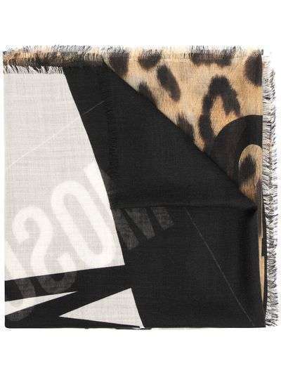 Moschino платок с леопардовым принтом и логотипом