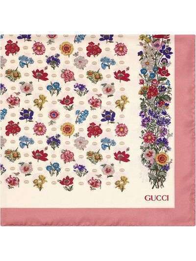 Gucci шарф с логотипом GG и принтом Flora