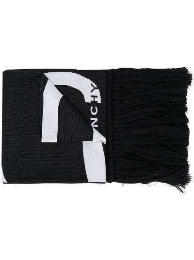 Givenchy шарф с бахромой и логотипом