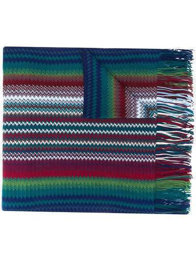 Missoni шарф в стиле колор-блок с бахромой