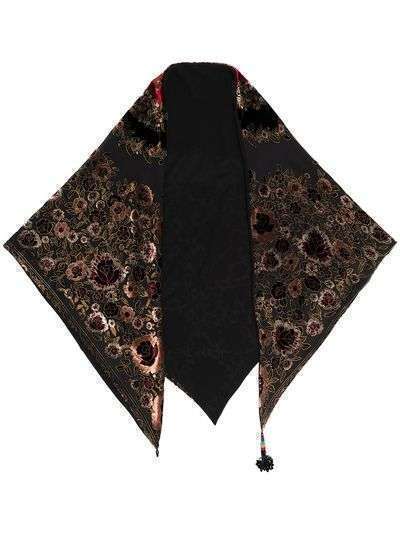 Etro бархатная шаль с вышивкой