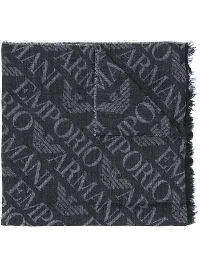 Emporio Armani шарф с бахромой и логотипом