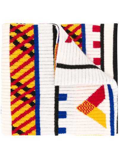 Kenzo вязаный шарф в рубчик с логотипом
