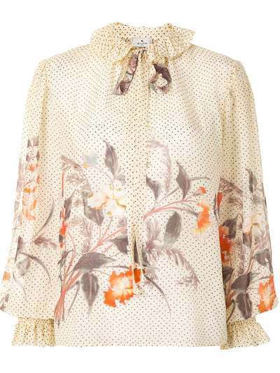 Etro блузка с оборками и цветочным принтом
