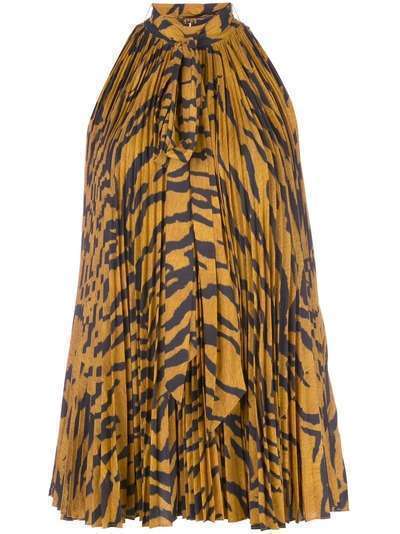 Adam Lippes плиссированная блузка с тигровым принтом