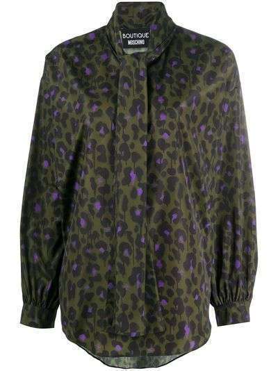 Boutique Moschino блузка с завязками и леопардовым принтом