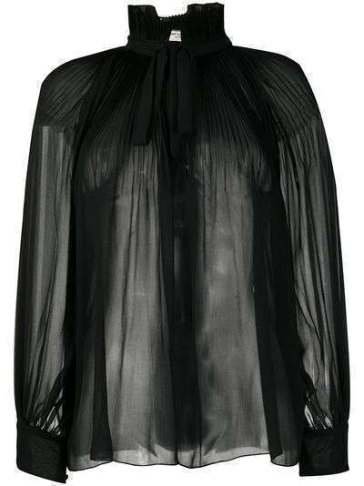 Saint Laurent плиссированная блузка с завязками