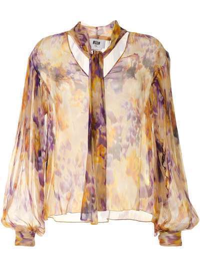 MSGM прозрачная блузка с абстрактным принтом