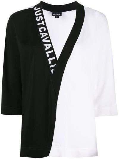 Just Cavalli двухцветная блузка с логотипом