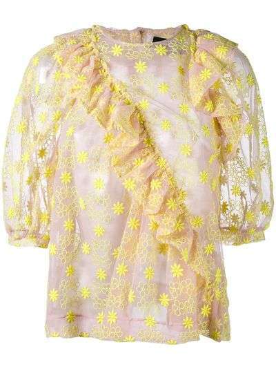 Simone Rocha блузка с цветочной вышивкой