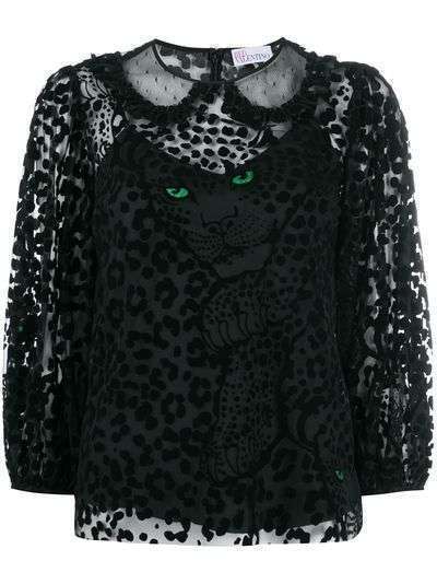 RedValentino прозрачная блузка с леопардовым принтом