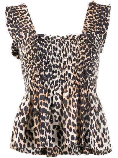 GANNI блузка с леопардовым принтом