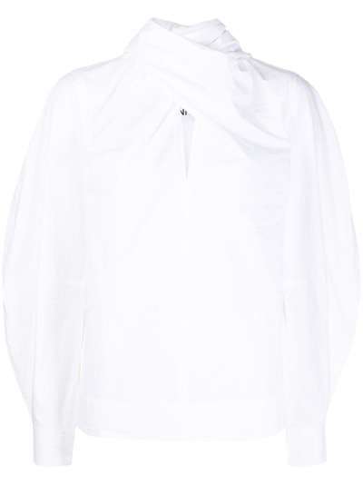GANNI блузка с длинными рукавами и драпировкой