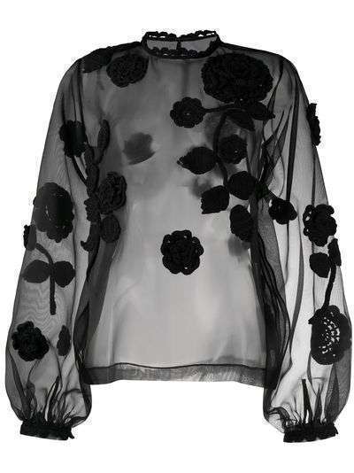 Dolce & Gabbana прозрачная блузка с цветочной вышивкой