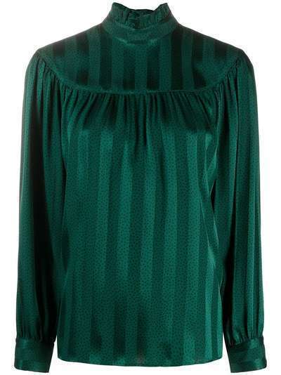 Saint Laurent полосатая блузка с высоким воротником