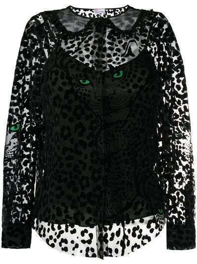 RedValentino прозрачная блузка с леопардовым узором