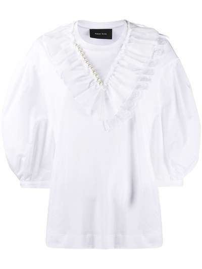 Simone Rocha блузка с пышными рукавами и бисером