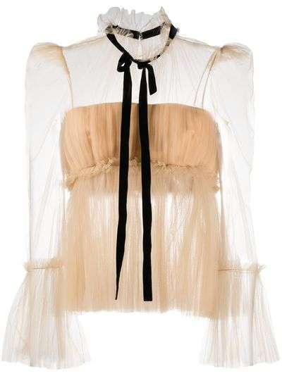 Khaite прозрачная блузка с завязками