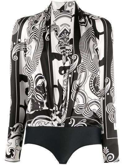 Versace боди с длинными рукавами и абстрактным принтом