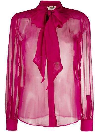 Saint Laurent прозрачная блузка с завязками на воротнике