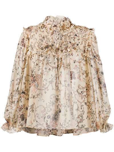 Etro блузка с цветочным принтом и оборками
