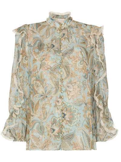 Zimmermann блузка с оборками и цветочным принтом