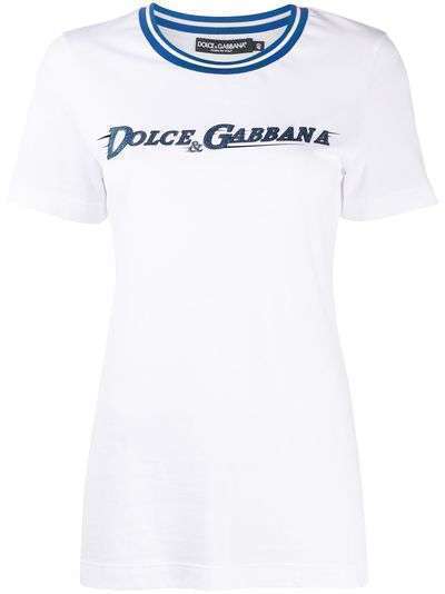 Dolce & Gabbana футболка с логотипом и блестками
