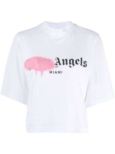 Palm Angels укороченная футболка Miami с логотипом
