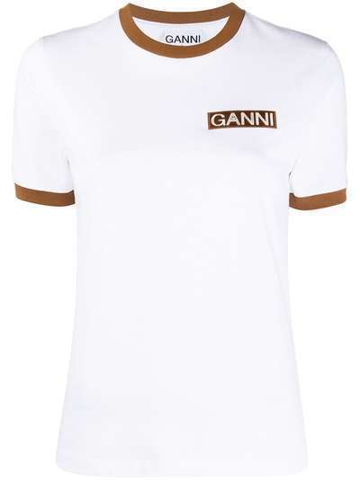GANNI футболка с короткими рукавами и логотипом