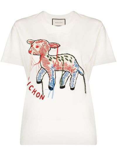 Gucci футболка с вышивкой Bichon